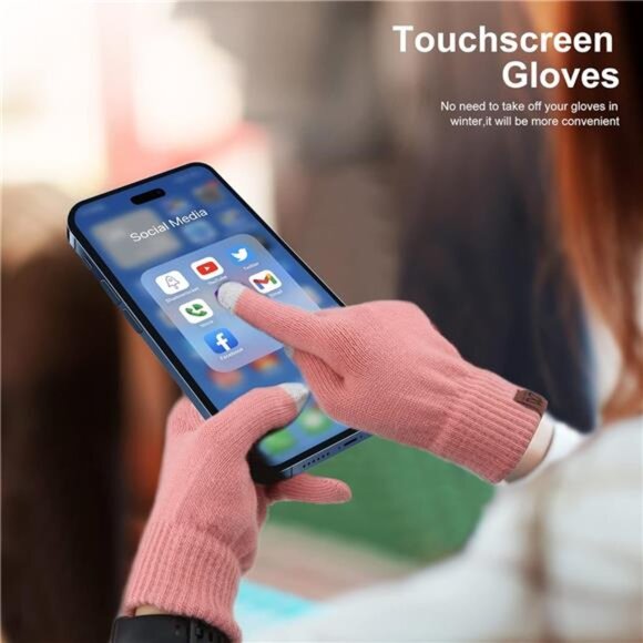 Winter Beanie Hat Scarf and Touch Screen Gloves 3-Piece Set, 2025 Cold Weather main image 14